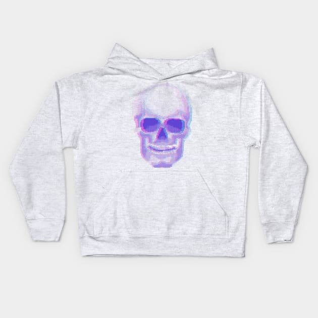 Skull Anaglyph effect vector halftone print Kids Hoodie by Agor2012